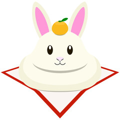 兎の姿をした鏡餅のイラスト