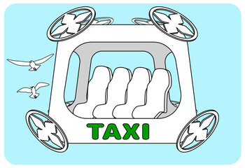 Vector illustration of flying drone taxi