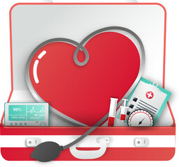Hypertension patient treatment Concept. Blood pressure monitor. Complication of body and gender. Suitable For illustration. PNG
