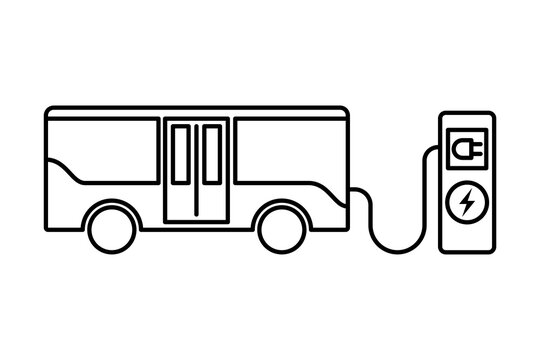 black electric bus charging station outline clip art preview