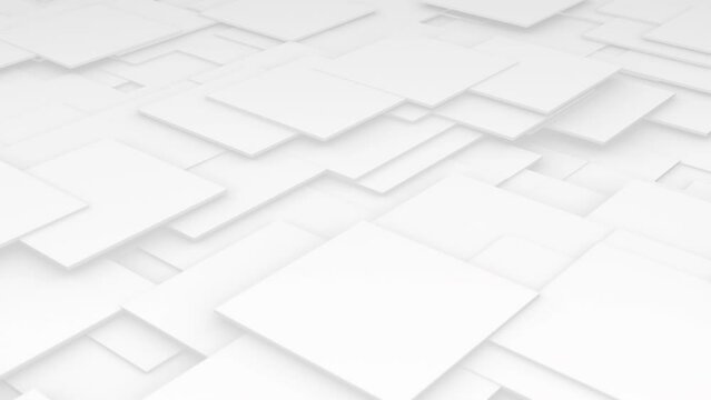 Abstract Square Geometric Surface Loop. Bright clean minimal squares grid pattern, random waving motion background . Seamless loop 4K UHD FullHD.