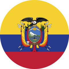 Circle flag vector of Ecuador - obrazy, fototapety, plakaty