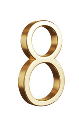 3d golden font number 8, 3D Render