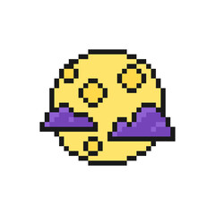 Obraz premium Full moon Halloween pixel icon isolated on white background, planet vector sign symbol.