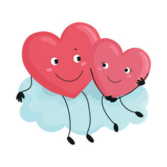 Illustrations with heart in love. Lovely romantic illustration for valentine's day.