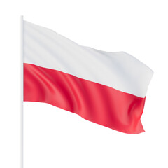 Flag of Poland blowing in the wind. Full page Polish flying flag. 3D illustration