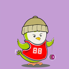 Little Bird Maskot  On Sport Exercise, Cute, Colorfull and Pastel Colour Background