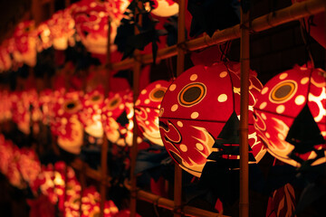 金魚の形をしたお祭りの提灯 - obrazy, fototapety, plakaty