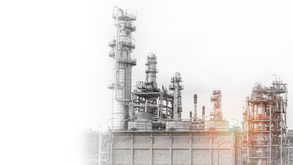 view of oil and gas refineries, petrochemical plants, petroleum, chemical industry isolated