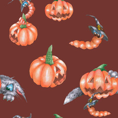 Halloween. Seamless pattern. Watercolor