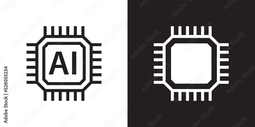 Aufkleber Ai circuit chip outline style icon design vector. Artificial intelligence symbol illustration.	