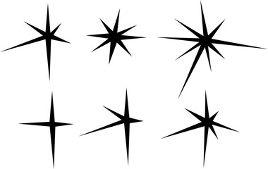 Sparks set (collection) black and white png illustration