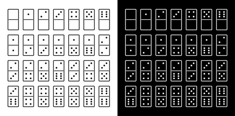 Domino Flat Illustration Vector Black and White