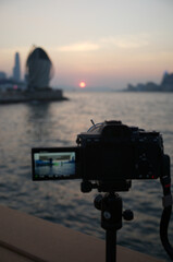 take a photo, sunset,  