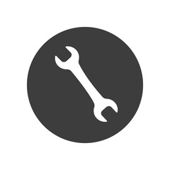 Wrench icon. Vector symbol car service. Wrench with text. retro Isolated on white background. Wrench Fist Mechanic Logo. 	