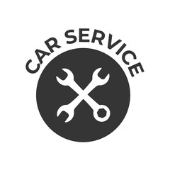 Vector symbol car service. Wrench with text. retro Isolated on white background. Wrench Fist Mechanic Logo.