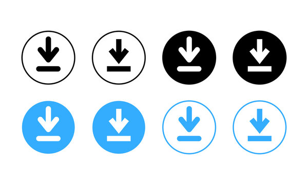 Download icons set on white background. flat donwload style - stock vector.	