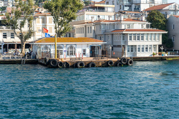 Fototapeta na wymiar Istanbul Bosphorus sea operation passenger transportation Beylerbeyi ferry port. 
