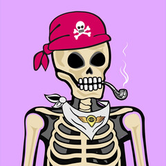 Skull Art, action figure of Skull with different fashion property used posses on colorfull background 