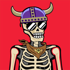 Skull Art, action figure of Skull with different fashion property used possed on colorfull background  