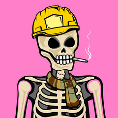 Skull Art, action figure of Skull with different fashion property used possed on colorfull background  