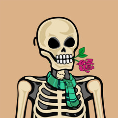 Skull Art, action figure of Skull with different fashion property used possed on colorfull background  