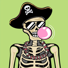 Skull Art, action figure of Skull with different fashion property used possed on colorfull background  