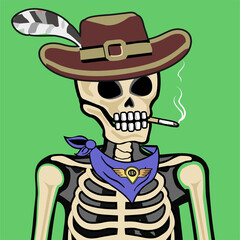 Skull Art, action figure of Skull with different fashion property used possed on colorfull background  