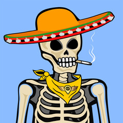 Skull Art, action figure of Skull with different fashion property used possed on colorfull background  