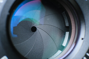camera lens aperture close up