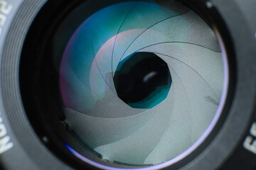 camera lens aperture close up