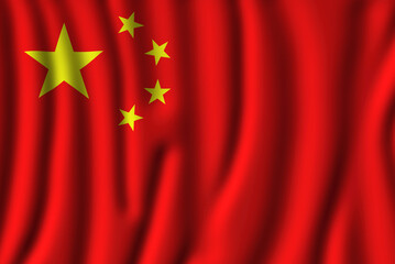 Waving China Flag in beautiful 3d Illustration