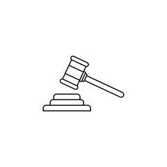 Judge's gavel. Judges gavel hammer for adjudication of sentences and bills, with a wooden stand. Law and justice concept. Wooden auction hammer