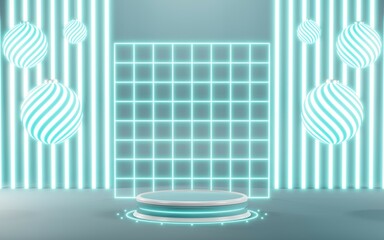 3D rendering of blank product background for cream cosmetics Modern blue pastel podium background