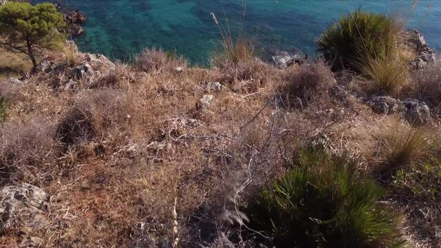 Veduta aerea di una magnifica caletta selvaggia in Sicilia
