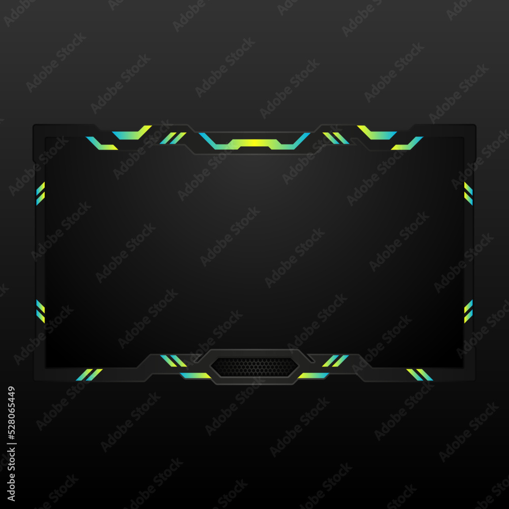 Poster live stream overlay webcam video border frame, modern game interface streaming screen panel for live