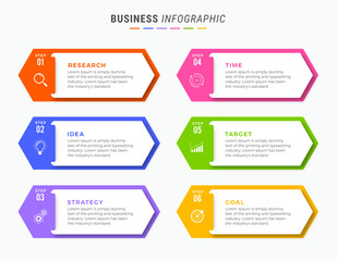 Business infographic template design icons 6 options or steps