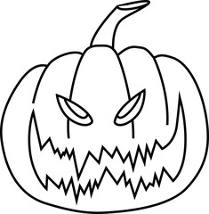 Pumpkin face. Monster. Pumpkin for Halloween. Sketch of a pumpkin. Happy Halloween. Elements for fall decor and Halloween invitation.
