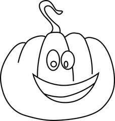 Pumpkin face. Monster. Pumpkin for Halloween. Sketch of a pumpkin. Happy Halloween. Elements for fall decor and Halloween invitation.