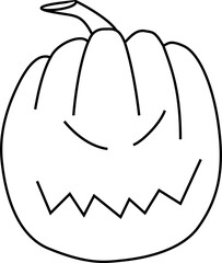Pumpkin face. Monster. Pumpkin for Halloween. Sketch of a pumpkin. Happy Halloween. Elements for fall decor and Halloween invitation.