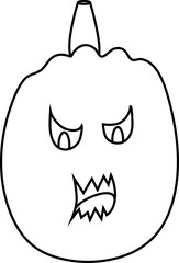Pumpkin face. Monster. Pumpkin for Halloween. Sketch of a pumpkin. Happy Halloween. Elements for fall decor and Halloween invitation.