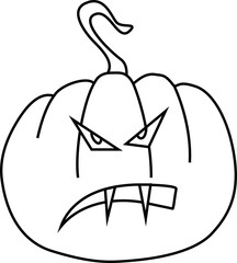 Pumpkin face. Monster. Pumpkin for Halloween. Sketch of a pumpkin. Happy Halloween. Elements for fall decor and Halloween invitation.