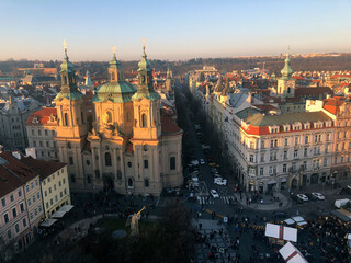Obraz premium Panoramic view of Prague Old Town Square. Best Czech cityscape photos, top Czech tourist destinations, most popular Czech tourist attractions, Beautiful Czechia sightseeings