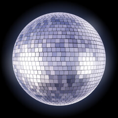 Bluish Disco Ball Isolated on Dark Background