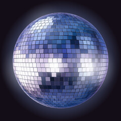 Blue Disco Ball Isolated on Dark Background