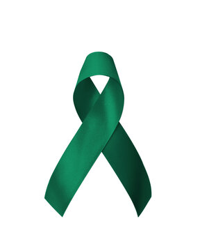 Emerald Green (Jade) ribbon awareness color for Liver Cancer and Hepatitis B - HVB month (bow isolated on white background with clipping path)