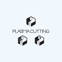 
An illustration consisting of a plasma cutting nozzle in the form of a symbol or logo 