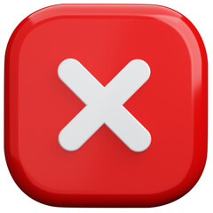 red cross button on transparent background. 3D Illustration