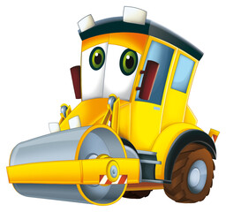 Naklejka premium Cartoon road roller isolated illustration for the children