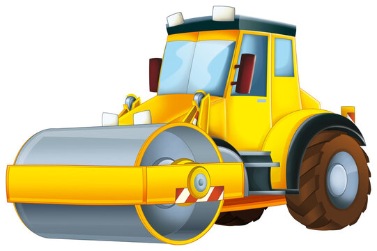 Cartoon road roller isolated illustration for the children